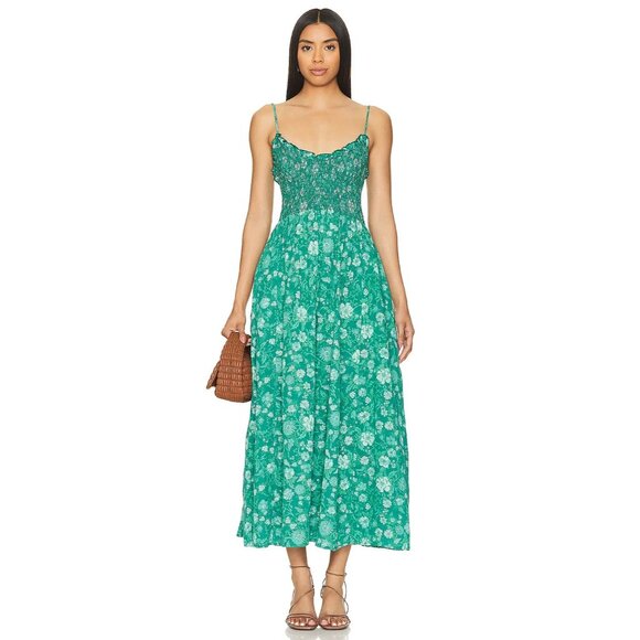 Free People Dresses & Skirts - Free People Sweet Nothings Midi Dress in Forest Combo Green Size XS